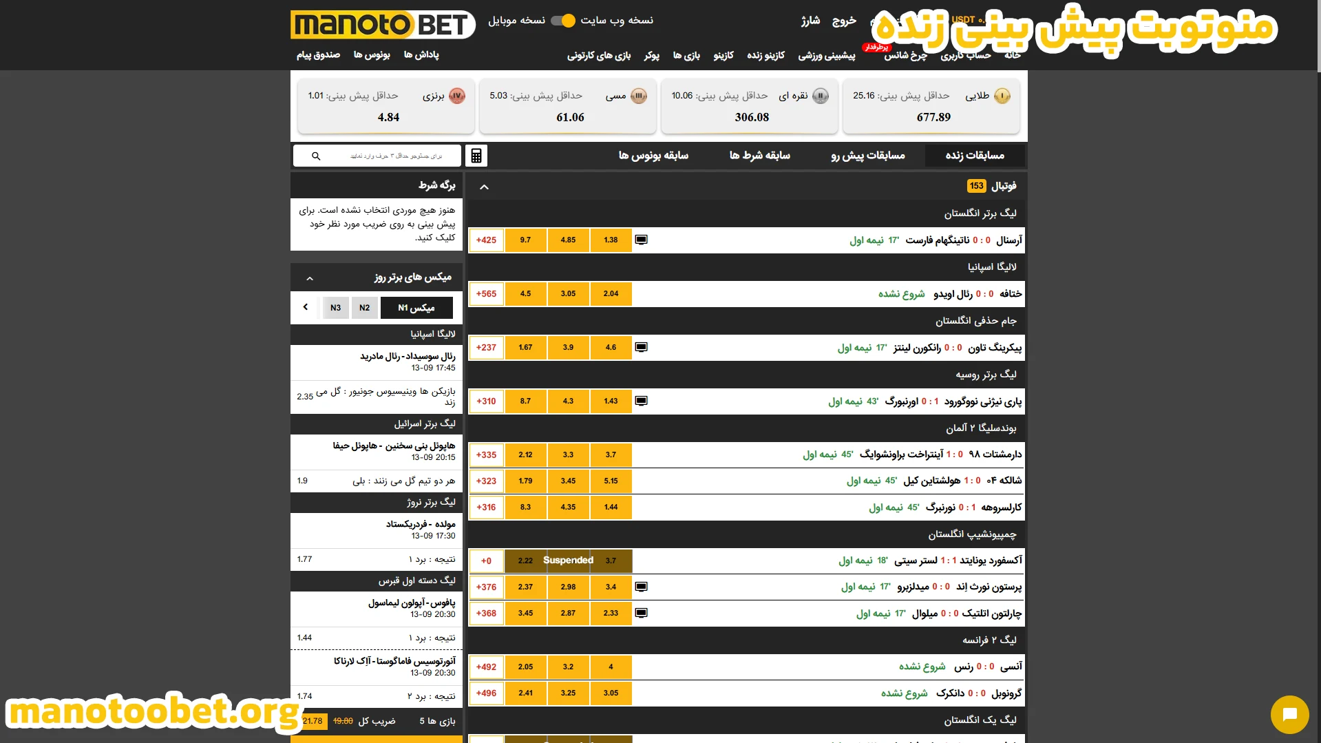 منوتوبت پیش بینی زنده